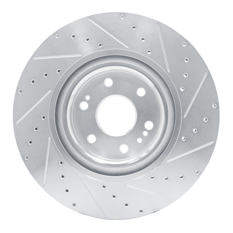 Cadillac Escalade ESV Brake Rotor (1) - Front Left - R1 Concepts - Drilled & Slotted - Silver - `21-`25